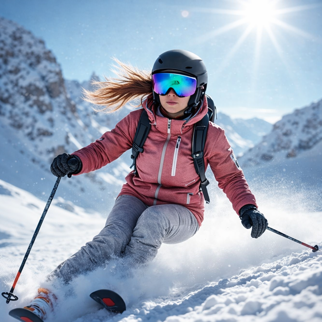 Skibrille-Helm Kombination Schwarz – Visierhelm für Ski & Snowboard
